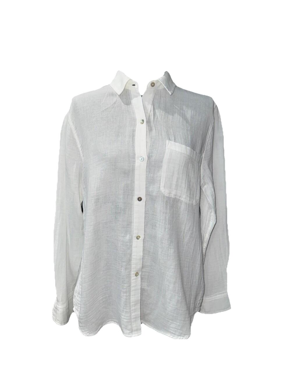 RAILS Women’s Ellis Button-Up Gauze Shirt in White-Size Medium - Picture 5 of 15